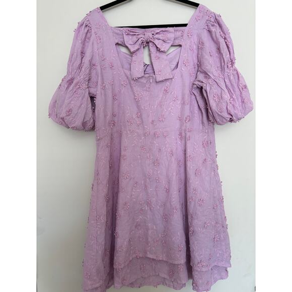 Labelrail x Cheapchicfinds Purple Floral Dress Bow Back Plus Size 16 Cottagecre - Picture 4 of 5